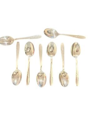 Eight ATOMIC STAR Vintage Wallace Serving Soup Spoons 1950’s